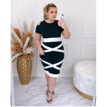 Imagem de Vestido Midi Plus Size X Moda Feminina Evangélica - MISS FLOWER, Preto