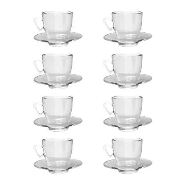 Imagem de Kit 8 Xícaras Transparente Chá 220mL C/ Pires Mesa Posta - TODO DIA
