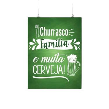 Imagem de Placa Decorativa Churrasco, Família E Muita Cerveja Verde - Nerdecs