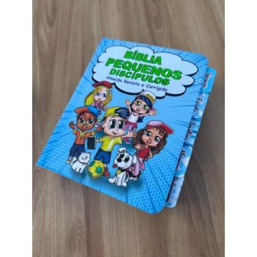Imagem de Bíblia infantil pequenos discípulos Azul com abas adesivas já coladas 