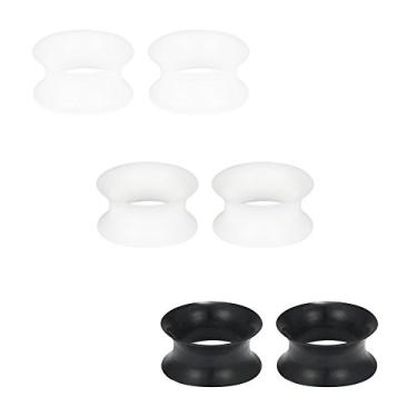 Imagem de SCERRING 3 pares de alargadores de orelha de silicone ultrafino, flexível, túnel de carne, manômetro de alongamento, kit de medidores do mesmo tamanho 6G a 20 mm