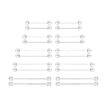 Imagem de 6ixGosh 14G Bioflex flexível acrílico barra reta piercing corporal joias anéis de língua barbells piercing retentor de mamilo para trabalho, gravidez, ressonância magnética, cirurgia e mais, 12 mm a