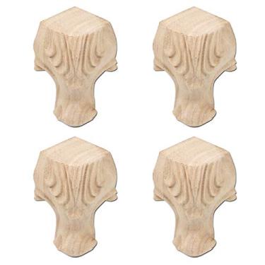 Imagem de Pernas de móveis de madeira de borracha tulipa para sofá pernas armário guarda-roupa mesa cadeira pernas de mesa pés móveis 10 cm de altura, pacote com 4