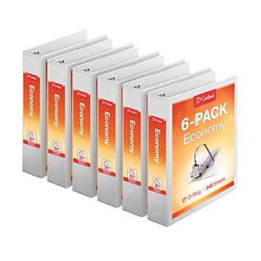 Imagem de Fichário Cardinal Economy com 3 anéis, 5 cm, anéis inclinados, comporta 540 folhas, visor de apresentação ClearVue, antiaderente, branco, caixa com 6 (90761)