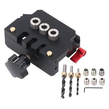 Imagem de Kit de Gabarito de Cavilha Autocentrante, Kit de Gabarito de Cavilha Com Brocas de 6/8/10 Mm, Localizador de Punção de Cavilha de Madeira Portátil de Liga de Alumínio