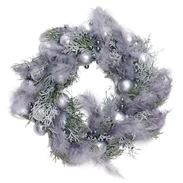 Imagem de Belas Guirlanda de Natal artesanal redonda artificial com bola colorida para escritório em casa casa de fazenda guirlanda de parede decorativa 40 cm/16 pol diverso