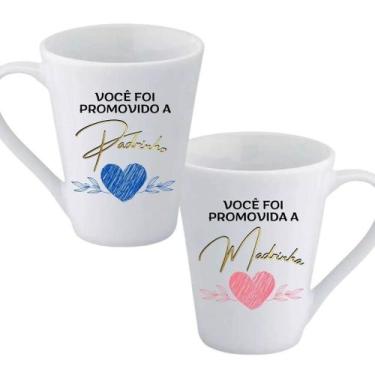 Imagem de Kit 2 Canecas Conica Padrinhos Casamento Batizado Lembrancinha Dindo D