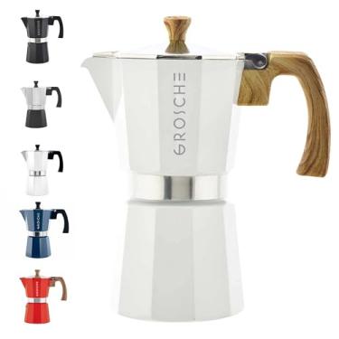 Imagem de GROSCHE Máquina de café expresso Milano Moka Stovetop (9 xícaras/450 ml, branca)