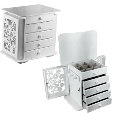 Imagem de Porta Jóias Organizadora Grande Porta Bijuterias Caixa Para Joias Luxo (Branco)