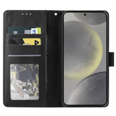 Imagem de Capa Capinha Carteira Flip Couro Compatível Samsung Galaxy S24 Plus Premium (PRETO)