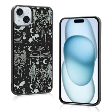Imagem de Aesthetic Bookish Fantasy Capa de telefone fina compatível com iPhone 15 Plus 6,7 polegadas, proteção TPU à prova de choque vintage Dragon Wyverns amantes de livros Sage Swords capa de telefone para