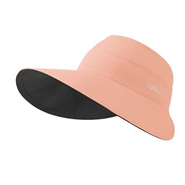 Imagem de RiToEasysports Viseira de Sol Feminina, Chapéu de Algodão de Verão, Ajustável, Dobrável, Rosa, Mulheres, Adultas, Feminino, Chapéu de Sol, Visor, Liso, Borda Larga, Reversível
