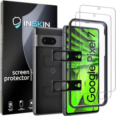 Imagem de Inskin Protetor de tela e lente de câmera de vidro temperado, compatível com Google Pixel 7 de 6,3 polegadas [2022] - pacote com 2 + 2 com ferramenta de alinhamento automático, compatível com