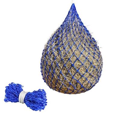 Imagem de Tackmore Rede de feno de alimentação lenta para cavalos 101 cm, rede alimentadora de feno de cavalo com 5 furos azul