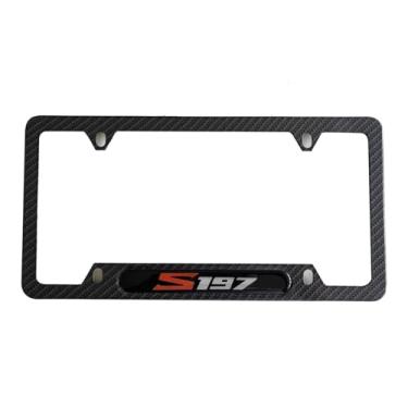 Imagem de Suporte de capa de placa de licença de fibra de carbono para S197 acessórios de carro caminhão aço inoxidável 1 peça