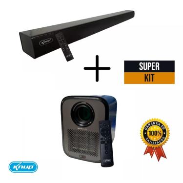 Imagem de Projetor de Imagens Multimídia - Sistema Operacional Android 9.0 + Soundbar Barra Caixa de Som Home Theater