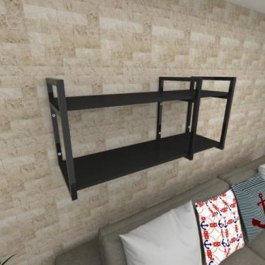 Imagem de Prateleira industrial para Sala aço cor preto prateleiras 30 cm cor pr