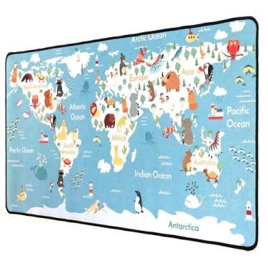 Imagem de Mousepad Mapa Mundo Colorido Infantil Alegre Speed Grande Mouse Pad - 