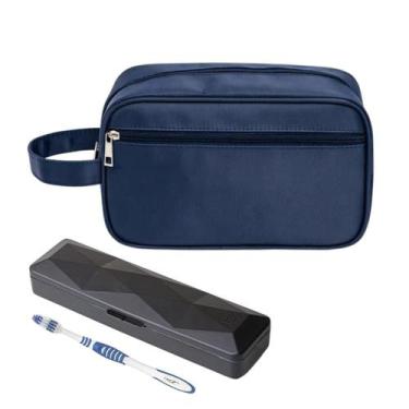 Imagem de Nécessaire Executiva Premium Nylon Azul Com Porta Escova - Mormino