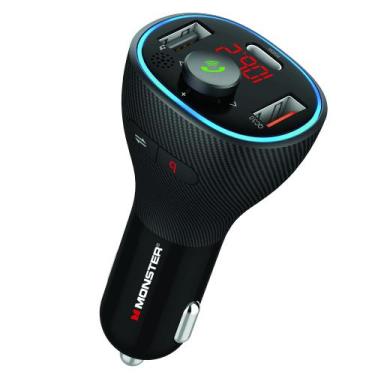 Imagem de Transmissor FM Bluetooth Monster com Carregador USB Duplo 20W QC3.0