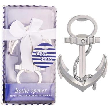 Imagem de Pacote com 20 abridores de garrafas de cerveja com tema náutico prateado, lembrancinhas de casamento, abridor de garrafas, lembrancinhas de festa para convidados, presente de lembrança para chá de