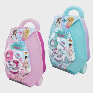 Imagem de Maleta de Beleza Infantil 2 em 1 DM Toys Bag Beauty Princesas Rosa