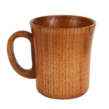 Imagem de Buqoo Copos de madeira feitos à mão de 325 ml para homens e mulheres caneca de café caneca de cerveja caneca de cerveja caneca de cerveja exclusiva rústica vintage masculina café madeira legal caneca