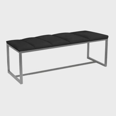 Imagem de Calçadeira Industrial Carla 100cm Solteiro Quarto Box Cama Ferro Prata Suede Preto - Ahz Móveis