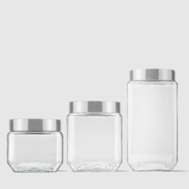 Imagem de Kit com 3 Potes Quadrados Collection Invicta, Único