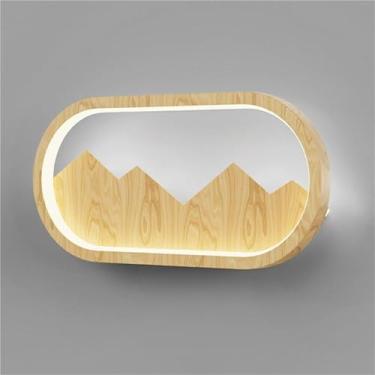 Imagem de Luminárias de parede LED de ferro para decoração interna 13W com transferência de água e acabamento em madeira para sala de estar, quarto, escada, branco quente (C)