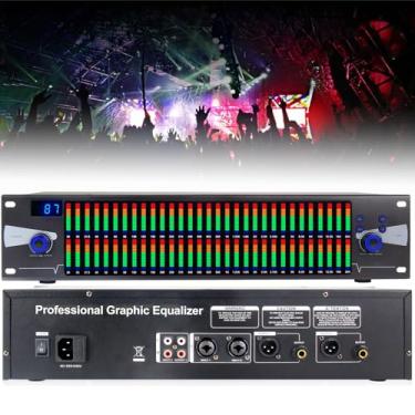 Imagem de Equalizador gráfico de 31 bandas, equalizador estéreo profissional de canal duplo, com 10 efeitos predefinidos baixo, médio, alto ajuste, para palco KTV