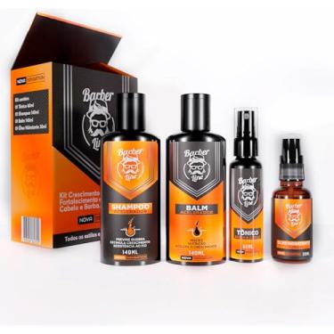 Imagem de Kit Barba Completo Balm, Tônico Crescimento, Shampoo e Óleo Perfumado