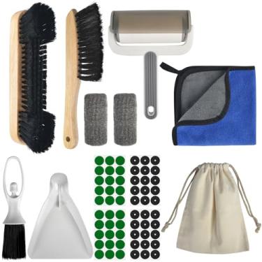 Imagem de Kit de limpeza de mesa de bilhar com 12 peças, acessórios de mesa de bilhar com 2 escovas de mesa de sinuca, 2 panos de limpeza e polimento de virola, rolo de fiapos, pá e vassoura, 30 pontos