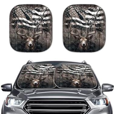 Imagem de Kuiaobaty Bandeira Americana Rena Universal Para-brisa Frontal Para-sol Verão Capas de Janela de Carro Raios UV Protetor Solar Exterior Protetor Solar Automotivo Viseira Protetor Solar Dobrável