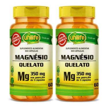 Imagem de Magnésio quelato bisglicinato de magnesio 60 caps unilife kit 2