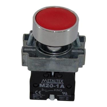 Imagem de M20afr-Bl-1a Botão Pulsador Az 1na Metaltex, Preto e Vermelho
