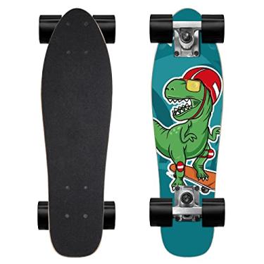 Imagem de KO-ON Skates completos de skate de 55,8 cm mini cruiser skates para iniciantes, crianças, meninos e meninas (Robert T-Rex)
