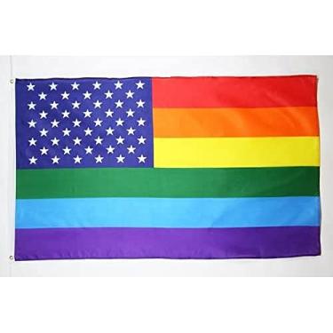 Imagem de AZ FLAG - Bandeira dos EUA arco-íris 3' x 5' - EUA - bandeiras American Gay Pride 90 x 150 cm - Banner 3x1,5 m - Drapeau Arc-en-Ciel EUA