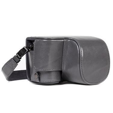 Imagem de MegaGear Ever Ready Capa de couro para câmera compatível com Sony Alpha A6500 (16-50 mm), Cinza