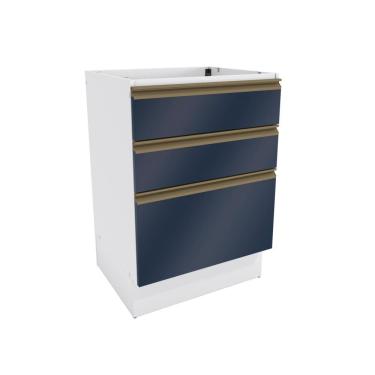 Imagem de Balcão 3 Gavetas Kappesberg Celeste 100% MDF Branco/Azul Profundo 60cm