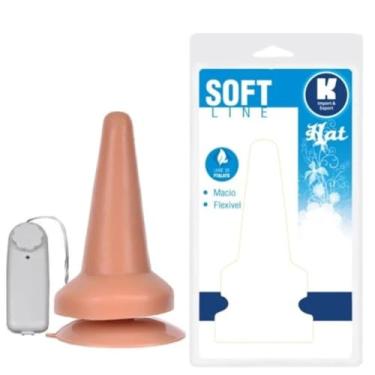 Imagem de Plug Anal Com Vibro 14Cm Soft Line Prazer Intenso Conforto Anal [NATURAL]