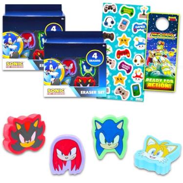 Imagem de Sonic the Hedgehog Conjunto de lembrancinhas de festa – Pacote com 8 borrachas Sonic The Hedgehog com Sonic, Knuckles, Shadow e Tails e mais | Suprimentos de festa Sonic The Hedgehog para crianças,