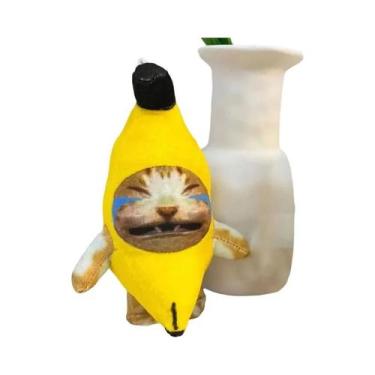 Imagem de Chaveiro De Pelúcia De Gato Banana Chorando Som De Bebê Engraçado Feli
