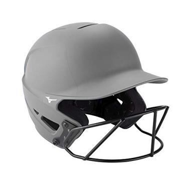 Imagem de Capacete de rebatida de softball Mizuno F6 adulto Fastpitch com máscara, cinza, pequeno/médio