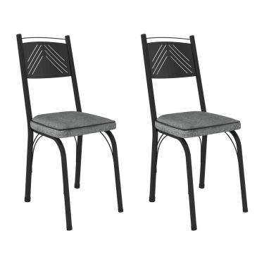 Imagem de Kit 2 Cadeiras De Cozinha Virginia Estampado Andorinha Pés De Ferro Preto