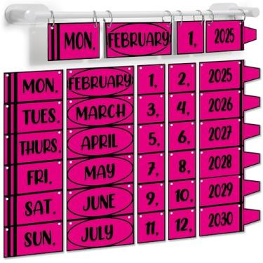 Imagem de Conjunto de quadro de avisos Crayon em forma de giz de cera com suporte para decoração de sala de aula, 56 cartões de data, sistema giratório ajustável para professores, casa, material escolar