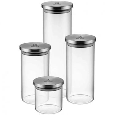 Imagem de Conjunto de Potes Herméticos 4 Peças em Vidro com Tampa Inox Electrolux