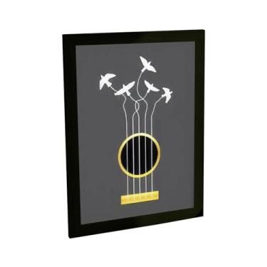 Imagem de Quadro Decorativo Violão Pássaros Instrumento Musical Ilustração