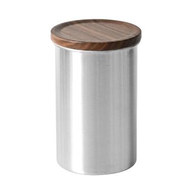 Imagem de WeiLaiKeQi Lata de café com tampa hermética de madeira, organização de despensa, recipiente multifuncional para armazenamento de grãos de café para biscoitos de, 580ml