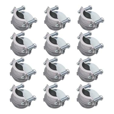 Imagem de TOMSHIELE Pacote com 12 conectores de cabo tipo braçadeira de 9,5 cm, conector Romex para cabos metálicos de proteção de conduíte prata-zinco, listado na UL